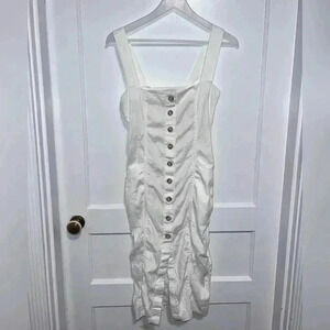 Babaton Aritzia Kofi White Dress Button Front Apron Dress